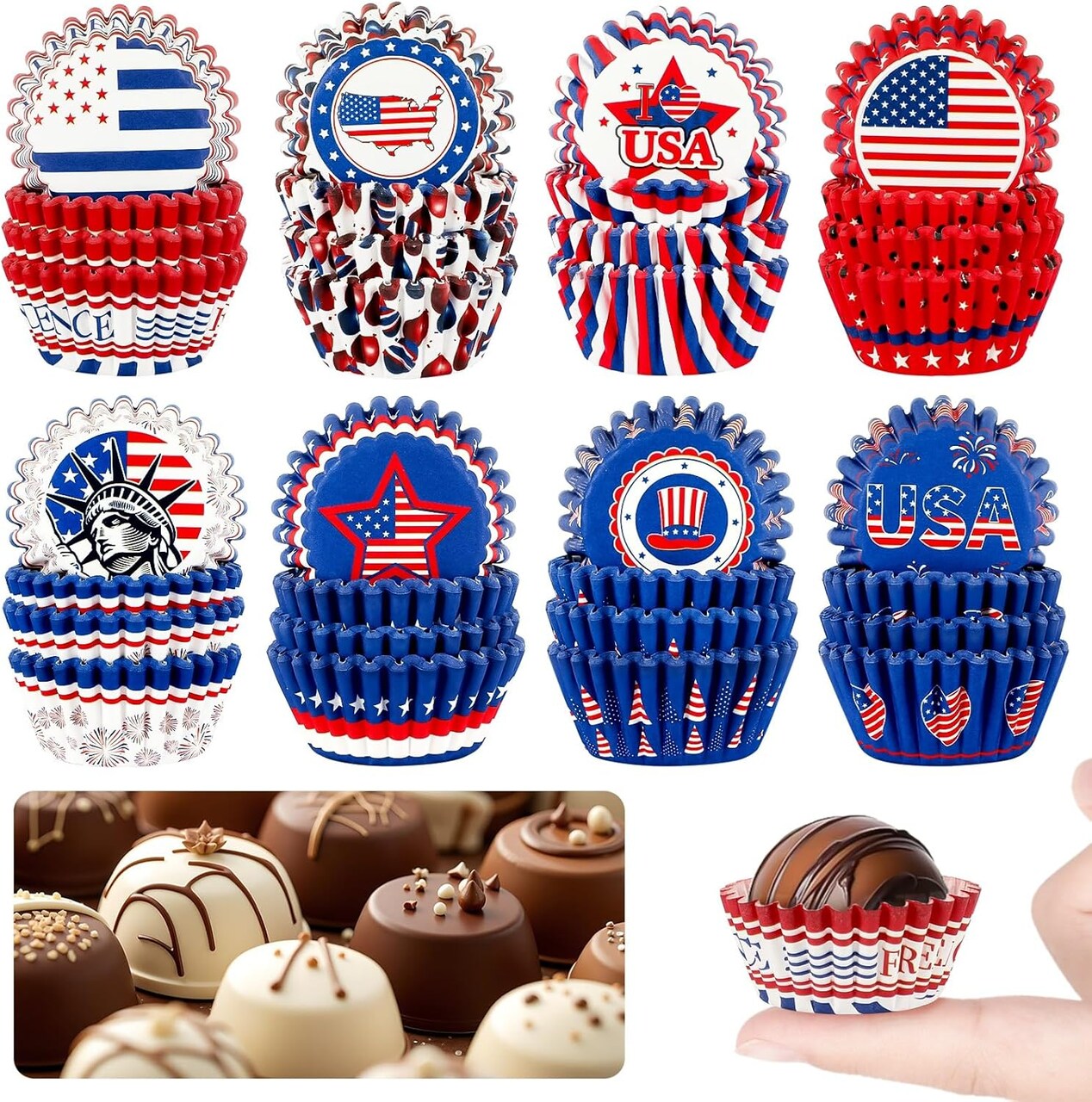 800pcs 4th of July Mini Cupcake Liners Independence Day(Multicolor)